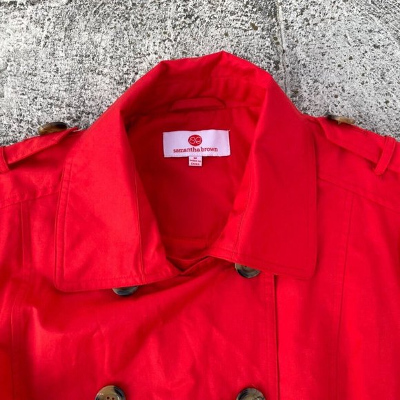 Samantha Brown Women Trench Coat Aurora Red All Winter Jacket Size M - Picture 4 of 10